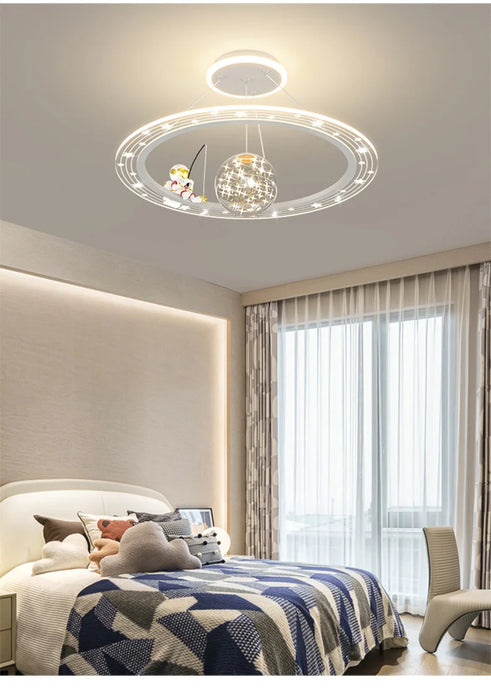 Modern Flush Mount LED Chandelier – Remote-Control Dimmable Ceiling Light - Samanta Factory