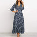 Women’s V-Neck Floral Maxi Dress – High-Waist Slit for Effortless Boho Chic - Samanta Factory