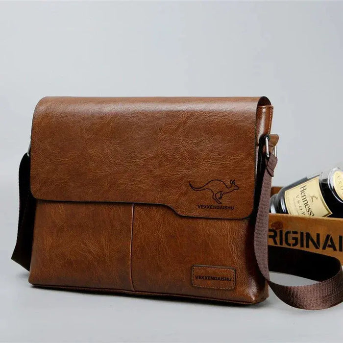 Men’s Business Satchel Bag – Slim PU Leather Shoulder Bag SF