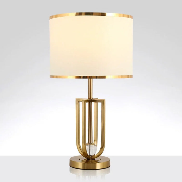 European-Style Bedside Table Lamp – Fabric Shade with Crystal Accent - Samanta Factory