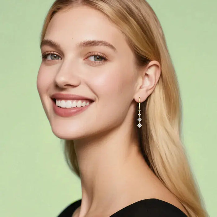 Moissanite Drop Earrings – D-Color Round Cut 925 Sterling Silver SF
