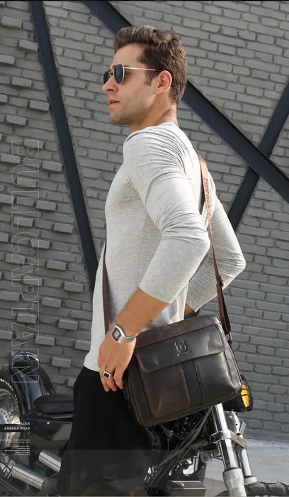 Leather Business Shoulder Bag – Soft Men’s Work Messenger Bag SF