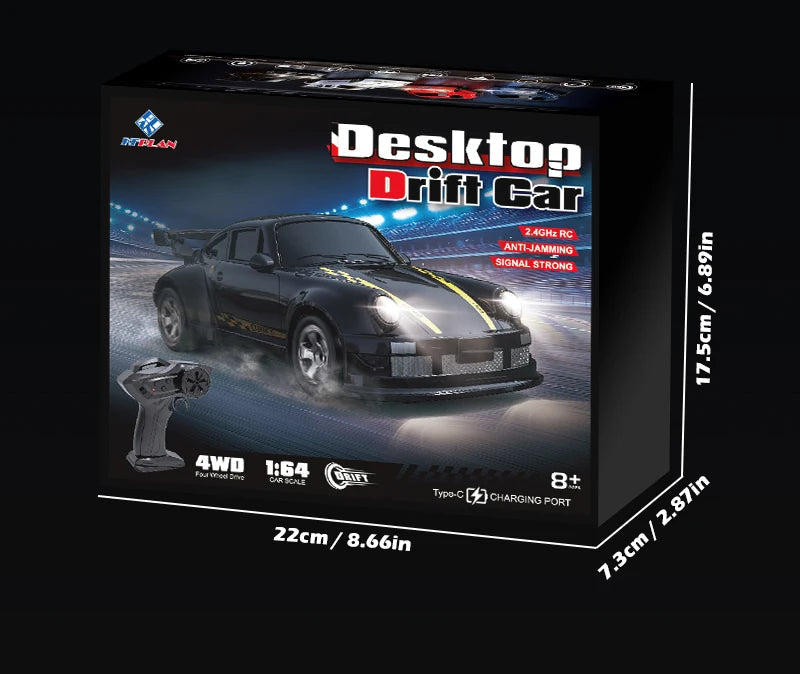 1/64 Mini RC Car – 2.4G 4WD High Speed Drift Remote Control GTR Racing Model SF