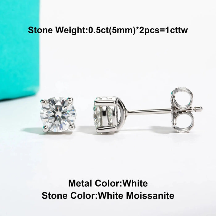 10K Gold Post Moissanite Stud Earrings with GRA Certificate SF