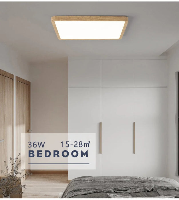 MARPOU Tuya Smart LED Ceiling Lamp Wood Grain App Voice Control Alexa/Google Remote Control Square Ceiling Lights Living Room - Samanta Factory