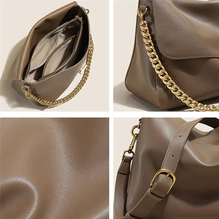 Leather Crossbody Bag - Vintage Soft Flap Style SF