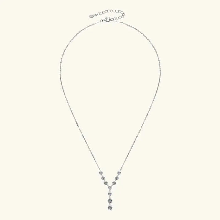 925 Sterling Silver Moissanite Y-Shaped Pendant Necklace SF