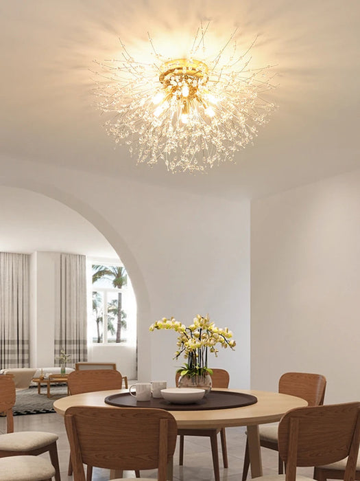 Crystal Dandelion Ceiling Light – 4-Light Nordic Chandelier for Living Room & Dining Room SF