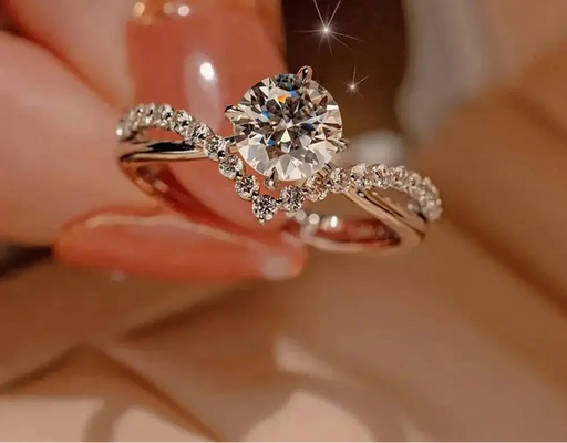 1 carat D color VVS1 moissanite engagement ring in prong setting