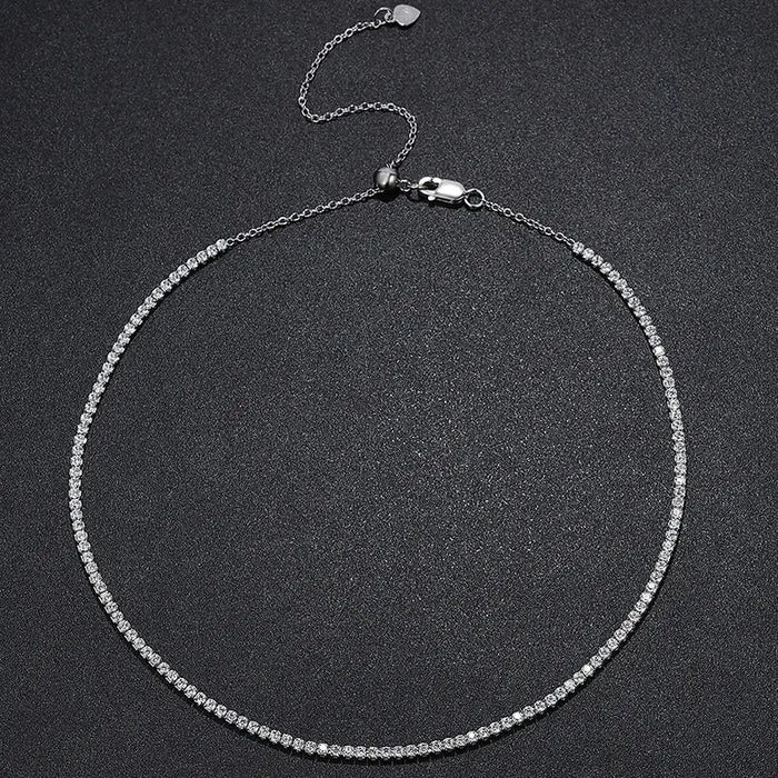Moissanite Tennis Necklace – Adjustable 2 mm D-Color Shine SF