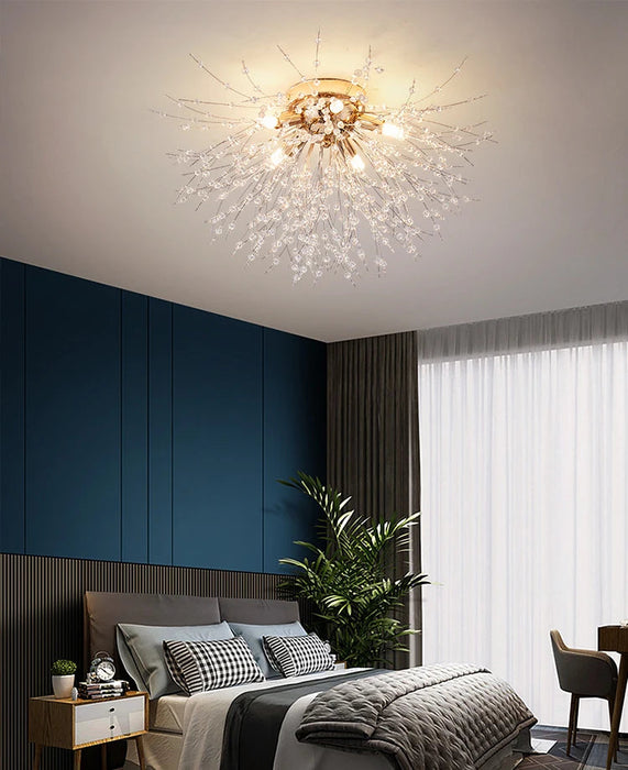 Crystal Dandelion Ceiling Light – 4-Light Nordic Chandelier for Living Room & Dining Room SF