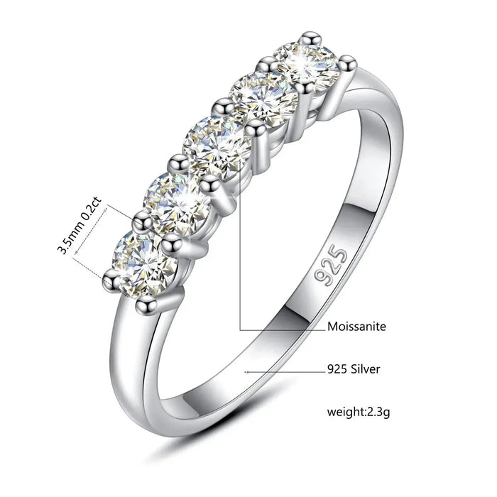 5-Stone Moissanite Engagement Ring –  Sterling Silver with Rose Gold Plating SF