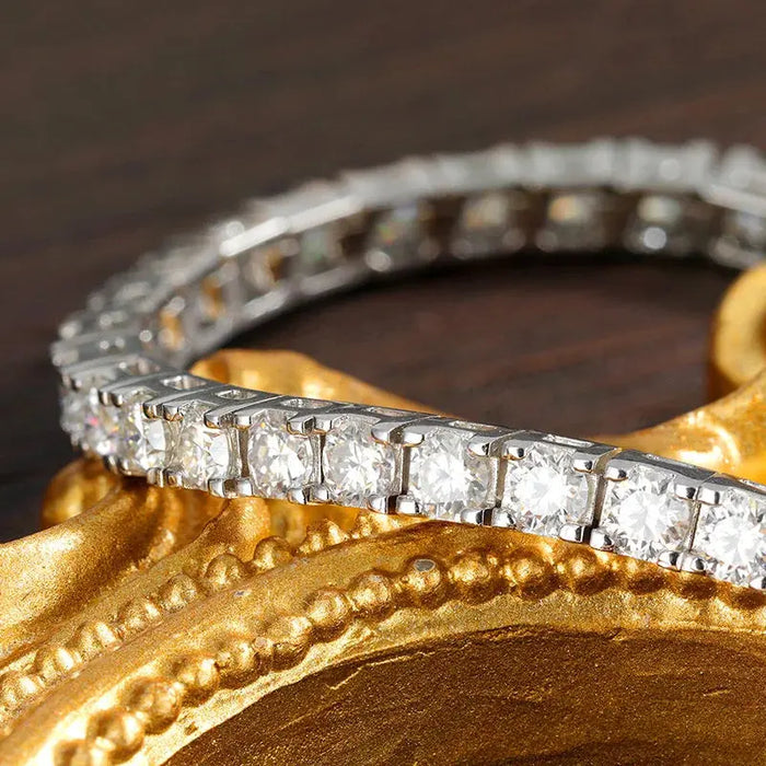 925 Sterling Silver Waterproof Moissanite Bracelet with GRA Certification SF