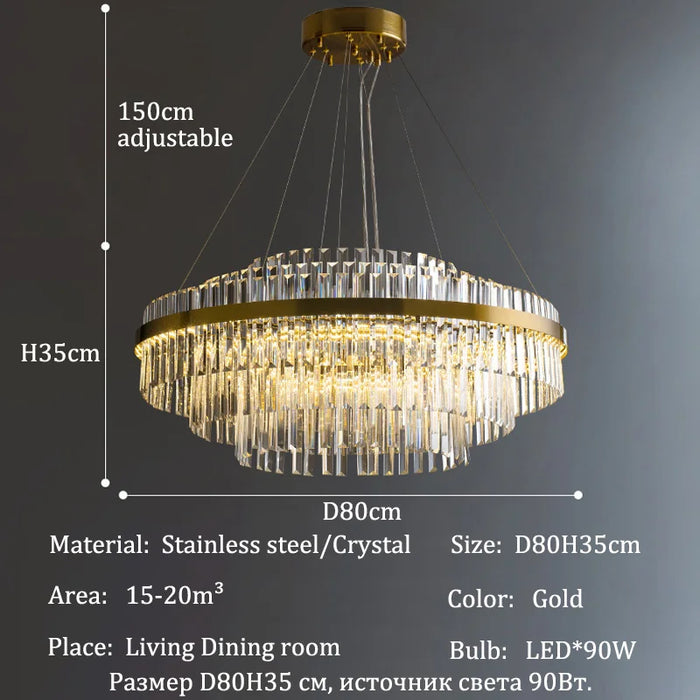 Modern Luxury LED Crystal Chandelier – Dimmable Remote-Controlled Ceiling Light - Samanta Factory
