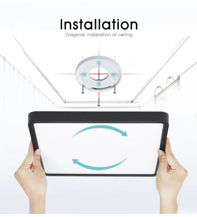 MARPOU Tuya Smart LED Ceiling Lamp Wood Grain App Voice Control Alexa/Google Remote Control Square Ceiling Lights Living Room - Samanta Factory