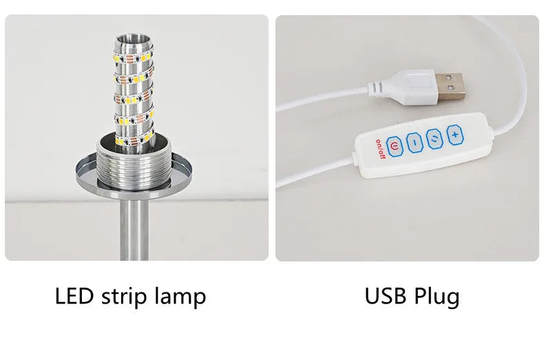 Modern Stained Glass Table Lamp – Touch Control LED Bedside Lighting - Samanta Factory