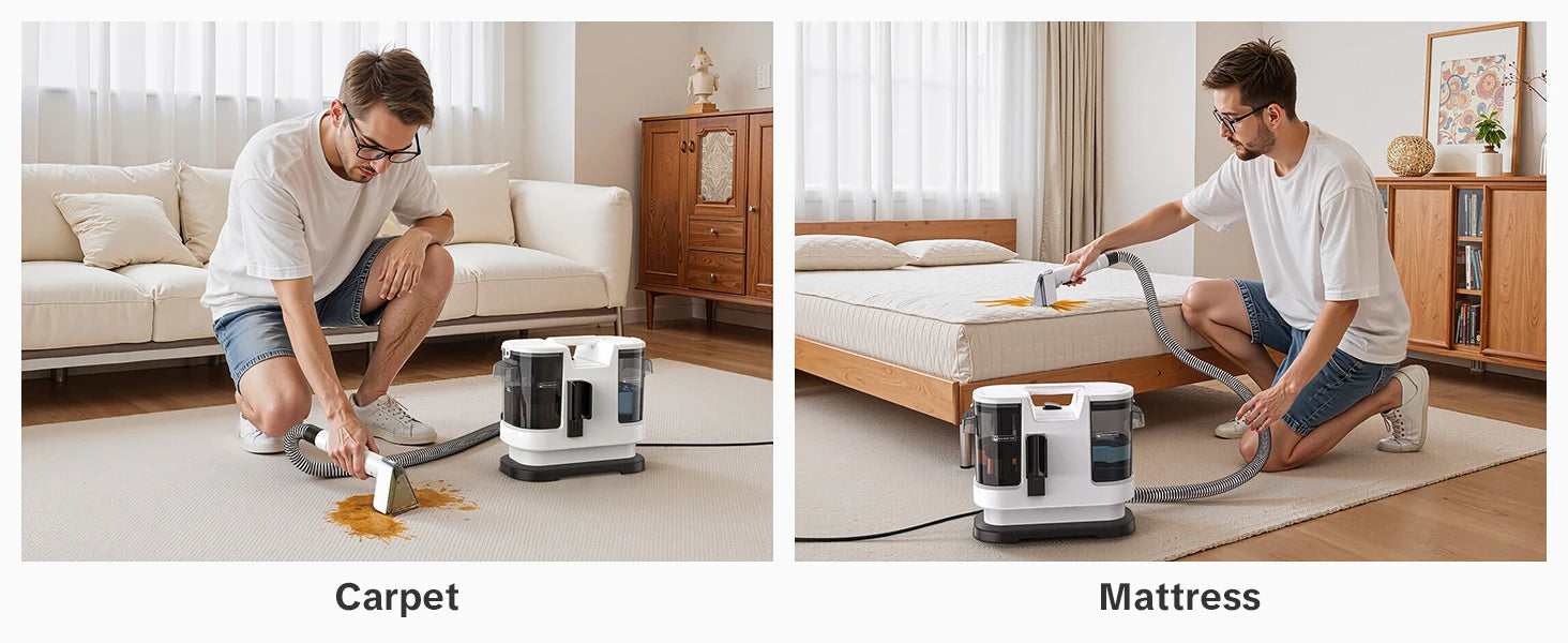 Carpet Cleaner Machine – 800W Hot Water Extraction Upholstery Cleaner with 15kPa Suction SF
