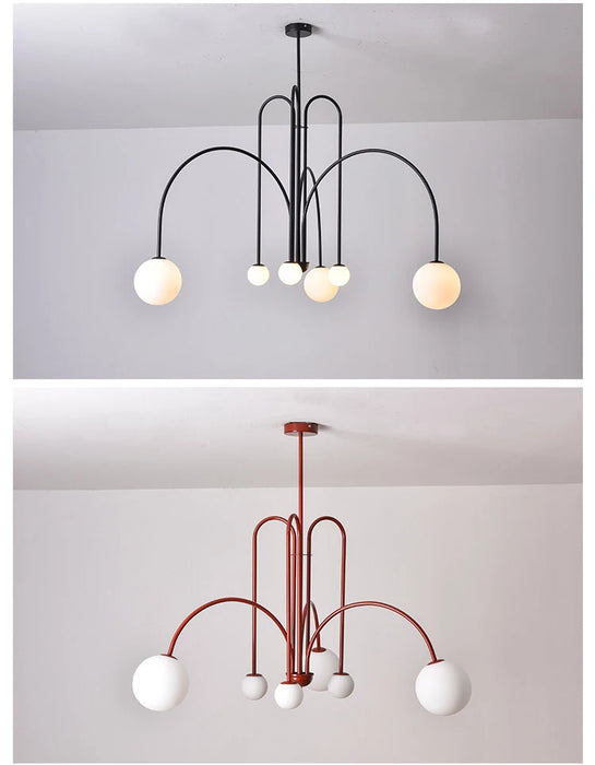 Modern LED Chandelier – Frosted Glass Pendant Light for Elegant Interiors - Samanta Factory