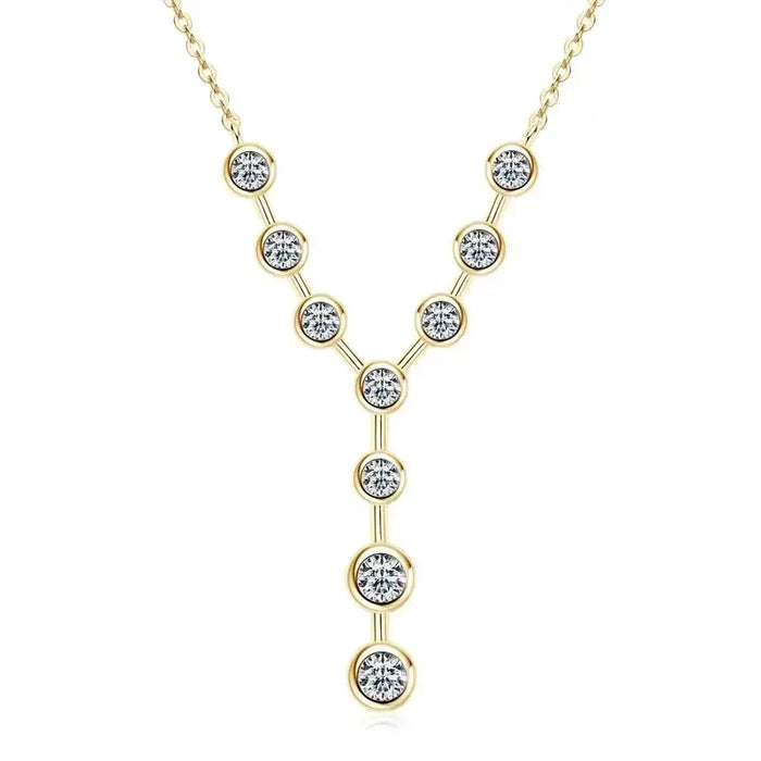 925 Sterling Silver Moissanite Y-Shaped Pendant Necklace SF