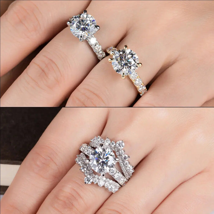 4.3CTTW Moissanite Engagement Ring – D Color Lab-Certified 925 Sterling Silver SF
