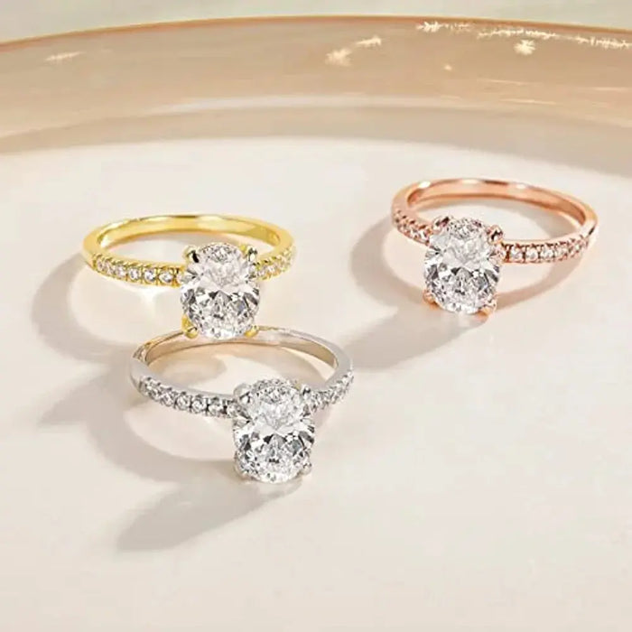 Sterling Silver Oval CZ Ring – Sparkling 3-Carat Simulated Diamond SF