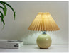 Korean Table Lamp – Vintage Pleated Fabric Shade with Ceramic Base - Samanta Factory