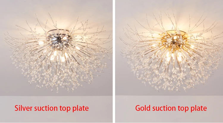 Crystal Dandelion Ceiling Light – 4-Light Nordic Chandelier for Living Room & Dining Room SF