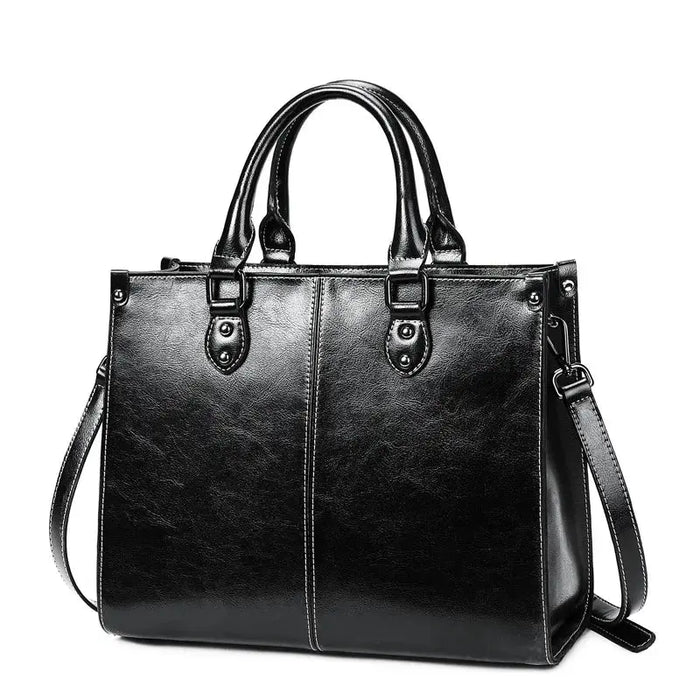Women’s Leather Tote Bag – Fashion Box-Shape Handbag SF