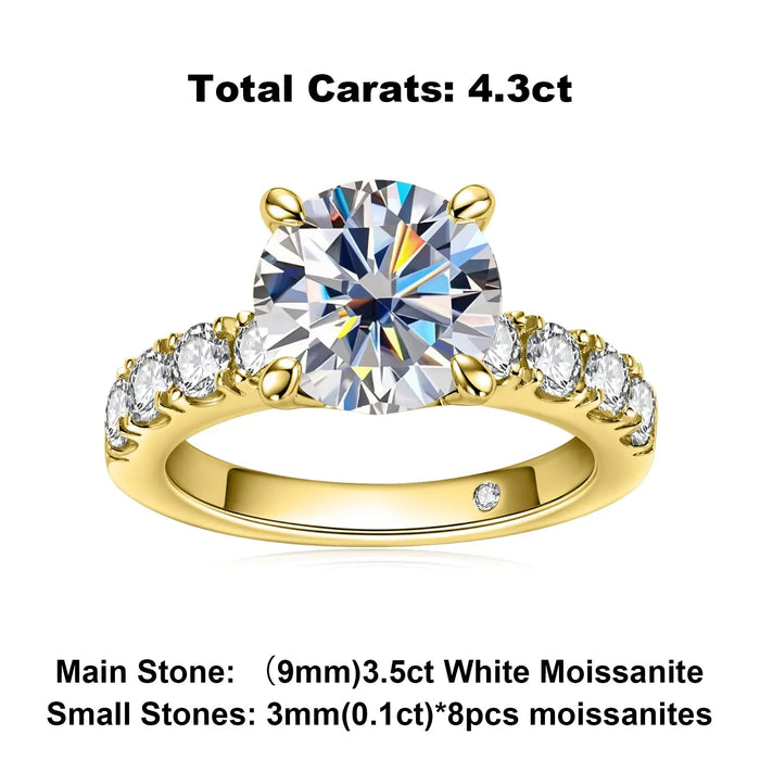 4.3CTTW Moissanite Engagement Ring – D Color Lab-Certified 925 Sterling Silver SF
