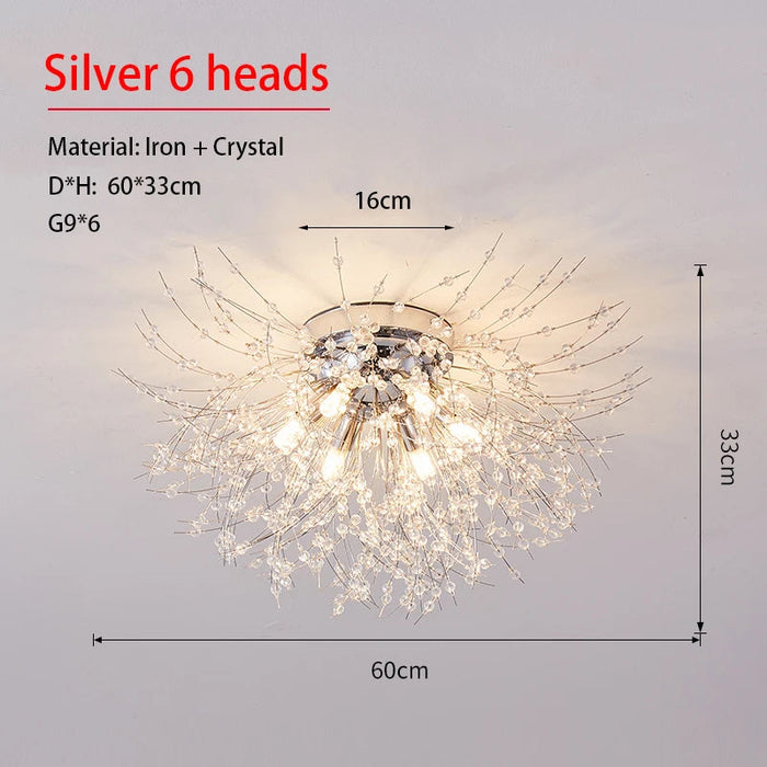 Crystal Dandelion Ceiling Light – 4-Light Nordic Chandelier for Living Room & Dining Room SF