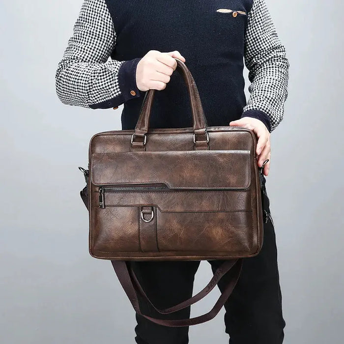 Men’s Business Briefcase – PU Leather Office Work Bag SF