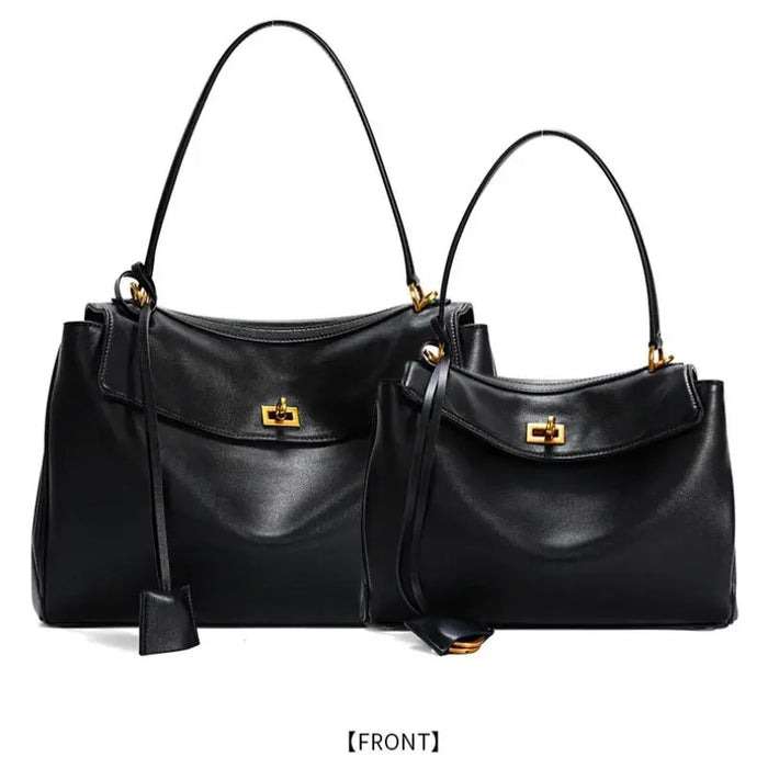 Cow Leather Shoulder Bag – Soft Tote with Large Capacity SF