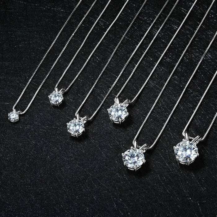Moissanite Pendant Necklace – D-Color Round Solitaire SF