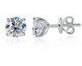 Certified Moissanite Stud Earrings – D-Color VVS1 Round Cut in 925 Sterling Silver SF