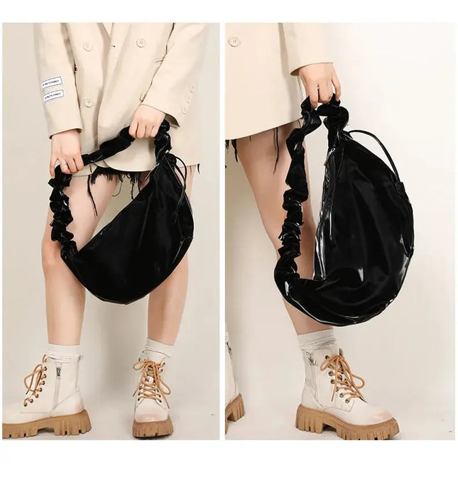 PU Leather Shoulder Bag – Versatile Solid-Color Satchel SF