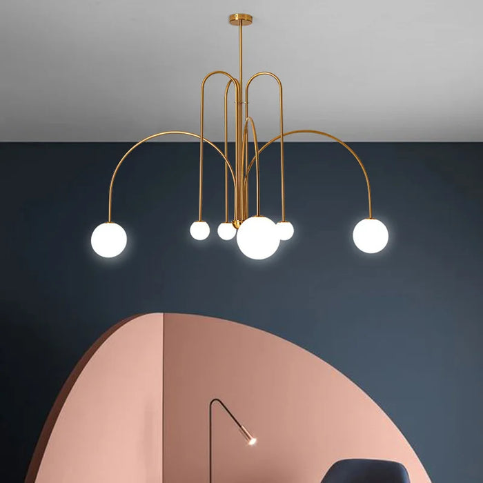 Modern LED Chandelier – Frosted Glass Pendant Light for Elegant Interiors - Samanta Factory
