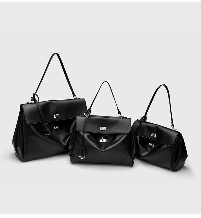 Microfiber Leather Shoulder Bag – Large Square with Lock SF