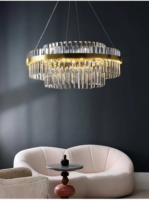 Modern Luxury LED Crystal Chandelier – Dimmable Remote-Controlled Ceiling Light - Samanta Factory