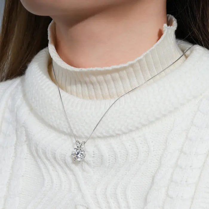 Moissanite Pendant Necklace – D-Color Round Solitaire SF