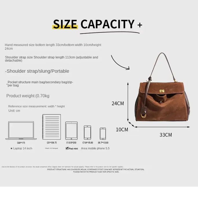 Microfiber Leather Shoulder Bag – Large Square with Lock SF