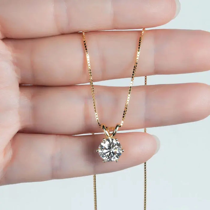Moissanite Pendant Necklace – D-Color Round Solitaire SF