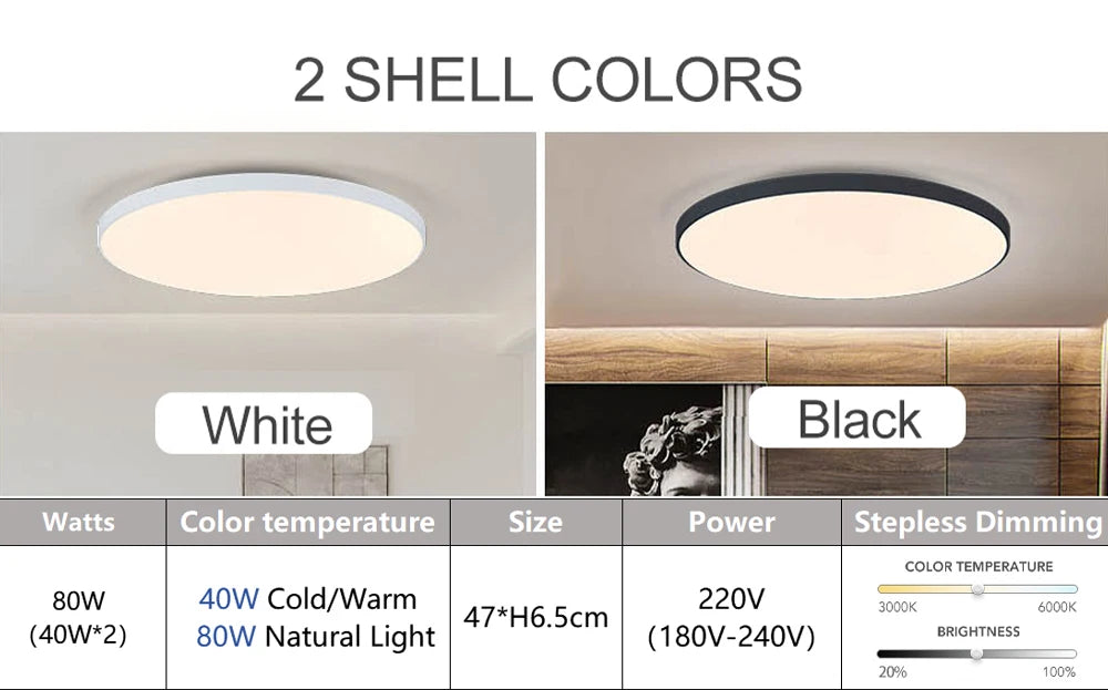 MARPOU Big Size Smart ceiling lamp led lamp for bedroom 80W ceiling lights with Remote control Dimmable led lights for room - Samanta Factory