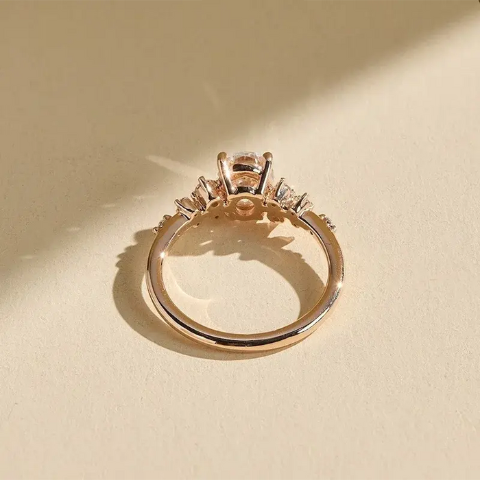 Oval Moissanite Ring – D Color VVS1 Sterling Silver Gold Plated SF