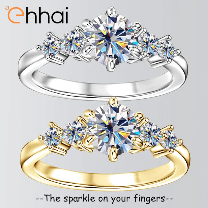 Ehhai Certified D Color VVS1 Lab Created Imitation Diamond Moissanite Ring for Women Engagement Rings Wedding Fine Jewelry Gifts SF