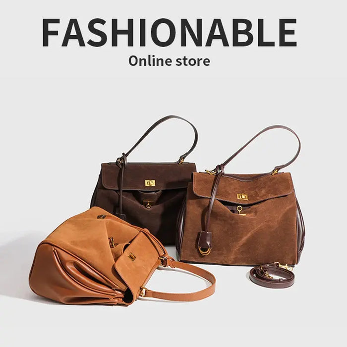 Microfiber Leather Shoulder Bag – Large Square with Lock SF