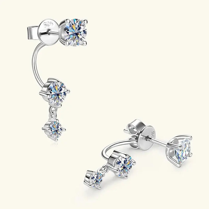 Moissanite Stud Earrings – D-Color VVS1 2-in-1 Sterling Silver SF