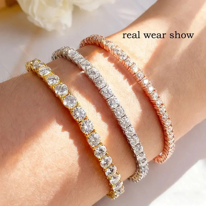 Moissanite Tennis Bracelet – 18K Gold Plated S925 Sterling Silver SF