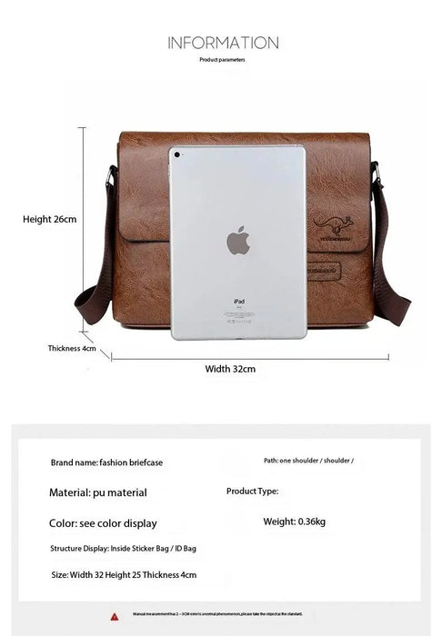 Men’s Business Satchel Bag – Slim PU Leather Shoulder Bag SF