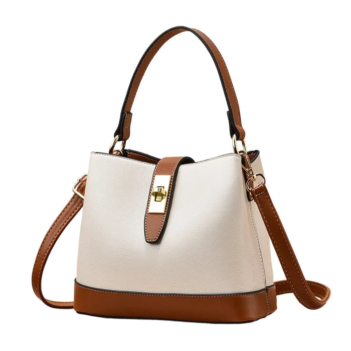 Women’s Two-Tone Bucket Bag – Large Capacity Faux Leather Crossbody & Shoulder Handbag SF