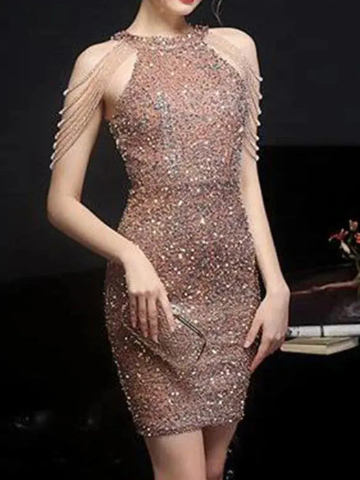 Sequin Mini Dress – Halter Neck & Slim Fit - Samanta Factory